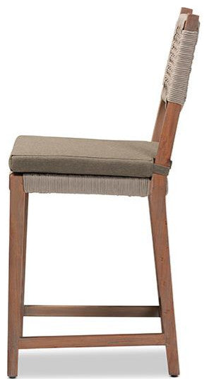 Baxton Studio Heyna Mid-Century Transitional Grey Woven Rope Mahogany
