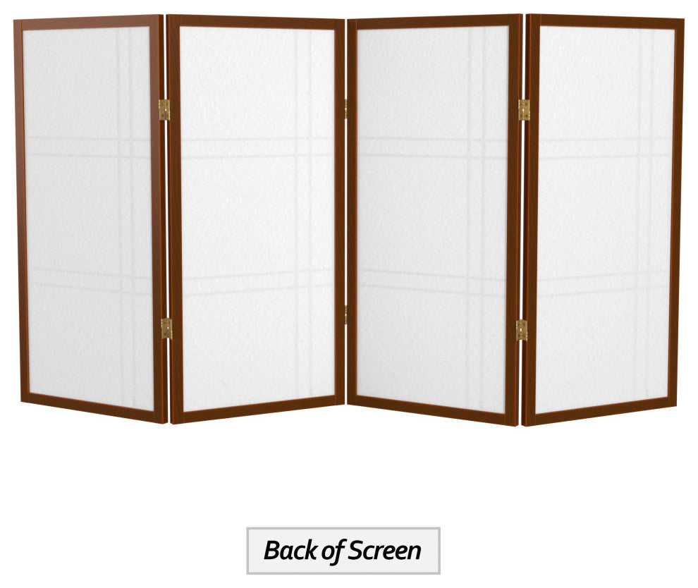 3'' Tall Double Cross Shoji Screen, Walnut, 4 Panels