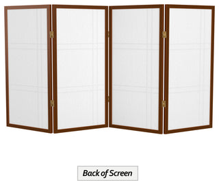 3' Tall Double Cross Shoji Screen, Walnut, 4 Panels