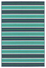 Oriental Weavers Meridian Blue/Green Stripe Indoor/Outdoor Rug 6'7"X9'6"