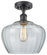Fenton 1-Light LED Semi-Flush Mount, Matte Black, Glass: Clear