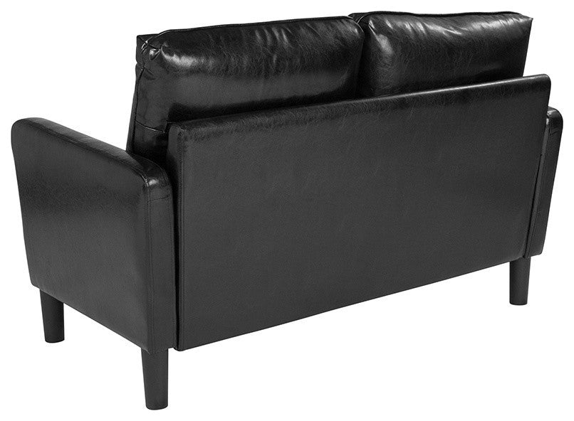 Washington Park Upholstered Loveseat, Black Leather