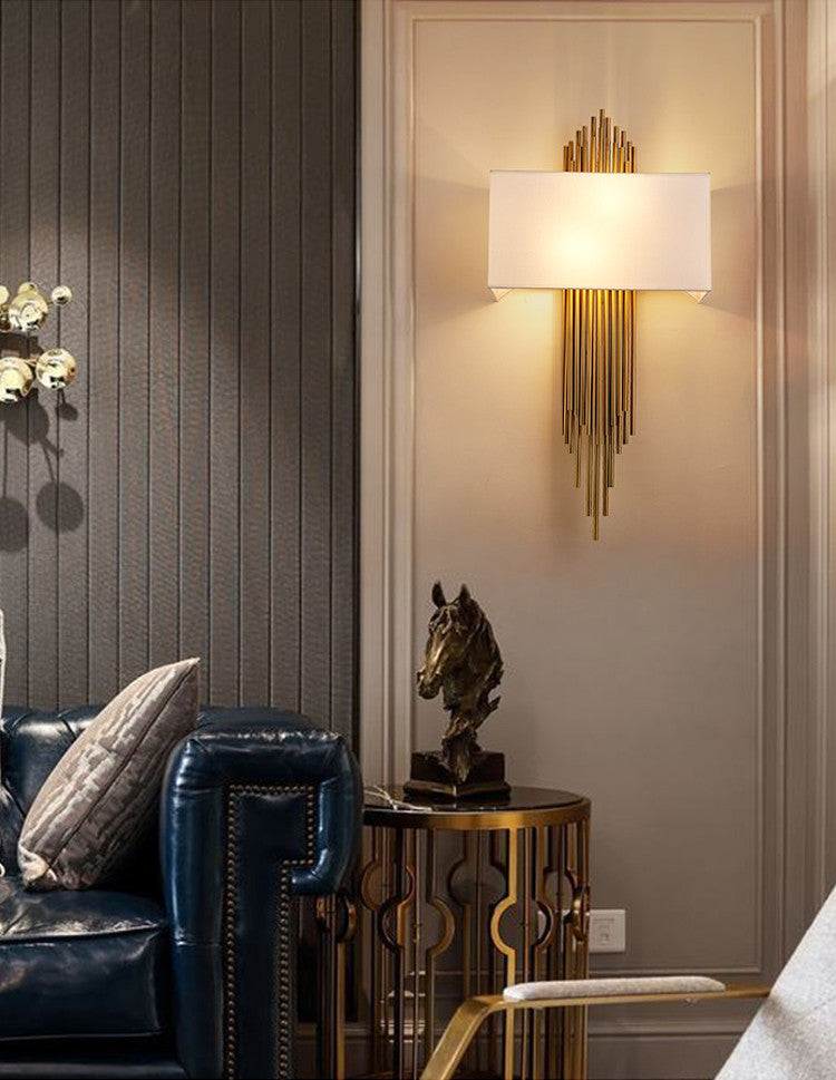 Antique Brass Rod Wall Sconce, Shade