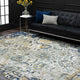 Valerie Traditional Oriental Ivory/Blue Rectangle Area Rug, 5'x7'