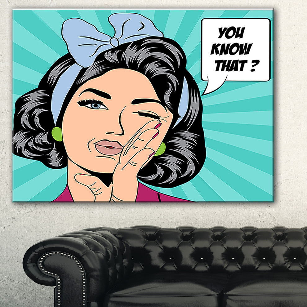 "Woman in Comic Style" Portrait Digital Art Canvas Print