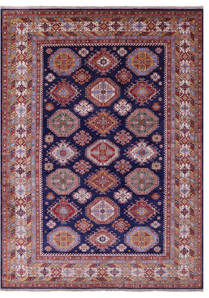 Super Kazak Geometric Handmade Wool Rug 9' 5" X 12' 9" Q9522