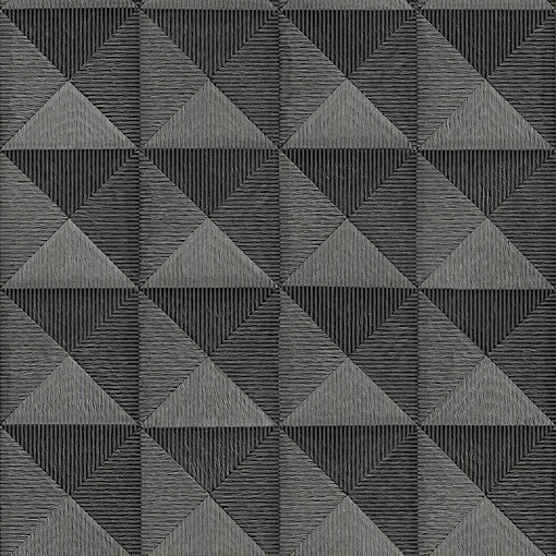 Retro Geometric Textured Wallpaper, BA220065, Black Gray, Sample