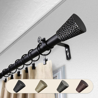 Maira 1" Curtain Rod, Black, 160-240"