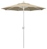 7.5' Matted White Push-Button Tilt Crank Aluminum Umbrella, Beige Pacifica