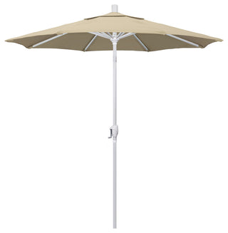 7.5' Matted White Push-Button Tilt Crank Aluminum Umbrella, Beige Pacifica