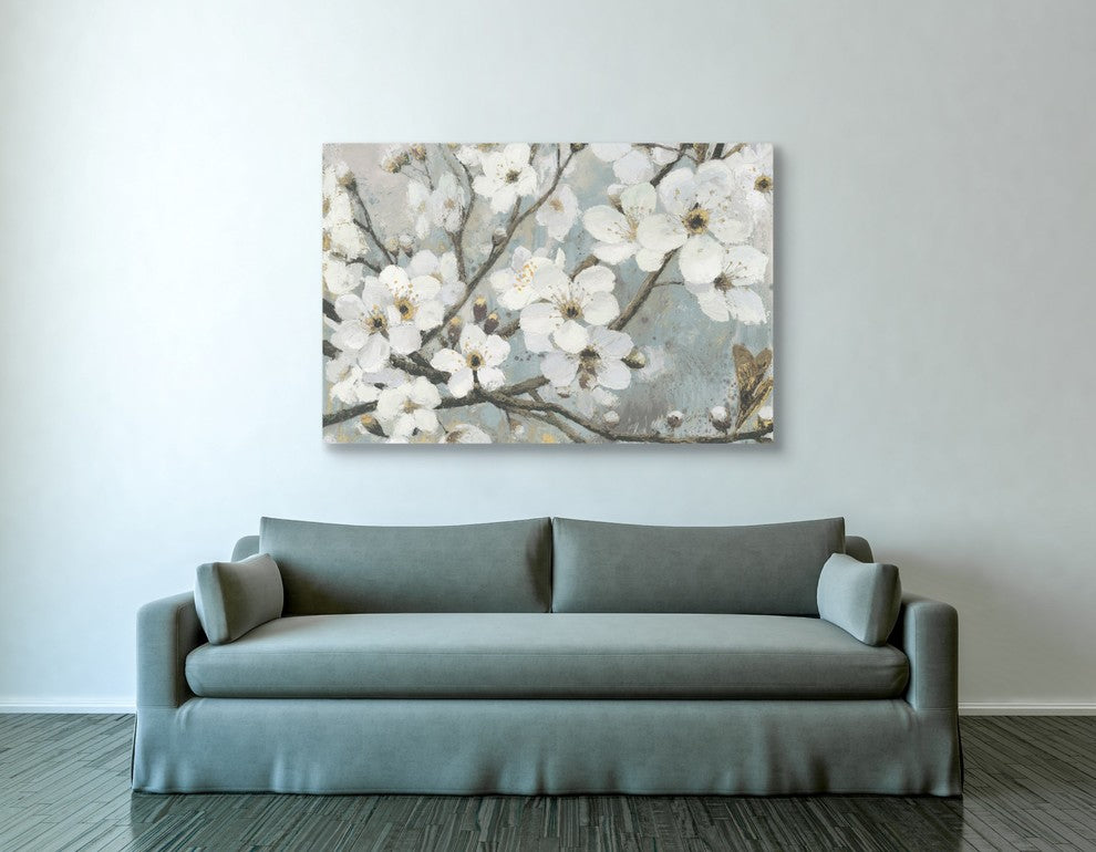 Epic Graffiti "Cherry Blossoms I BLUE" Giclee Canvas Wall Art, 40"x60"