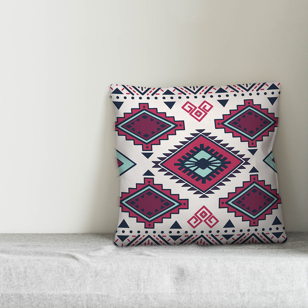Burgundy and Navy Tribal Pattern Throw Pillow