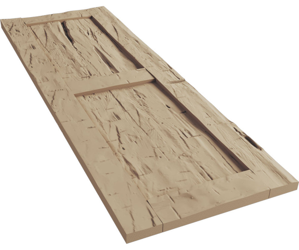 Rustic Two Equal Panel Flat Panel Hand Hewn Faux Wood Shutters (Per Pair)