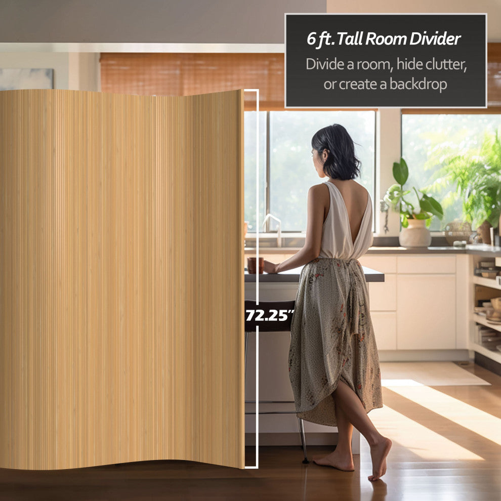6' Tall Bamboo Wave Screen, Honey