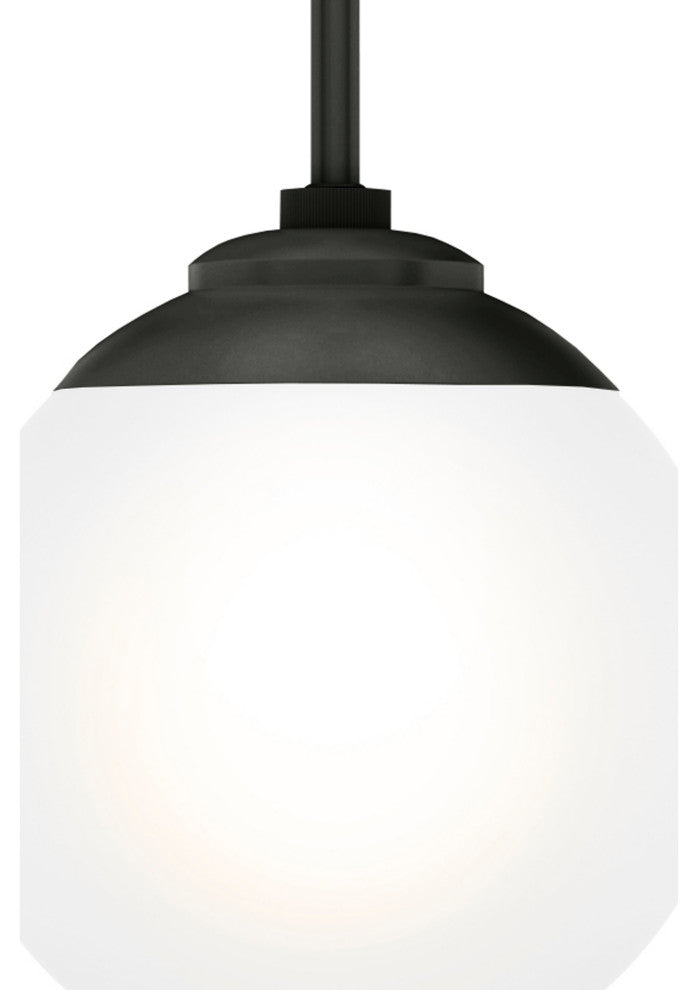 Hepburn Matte Black, Cased White Glass 1 Light Mini Pendant Ceiling