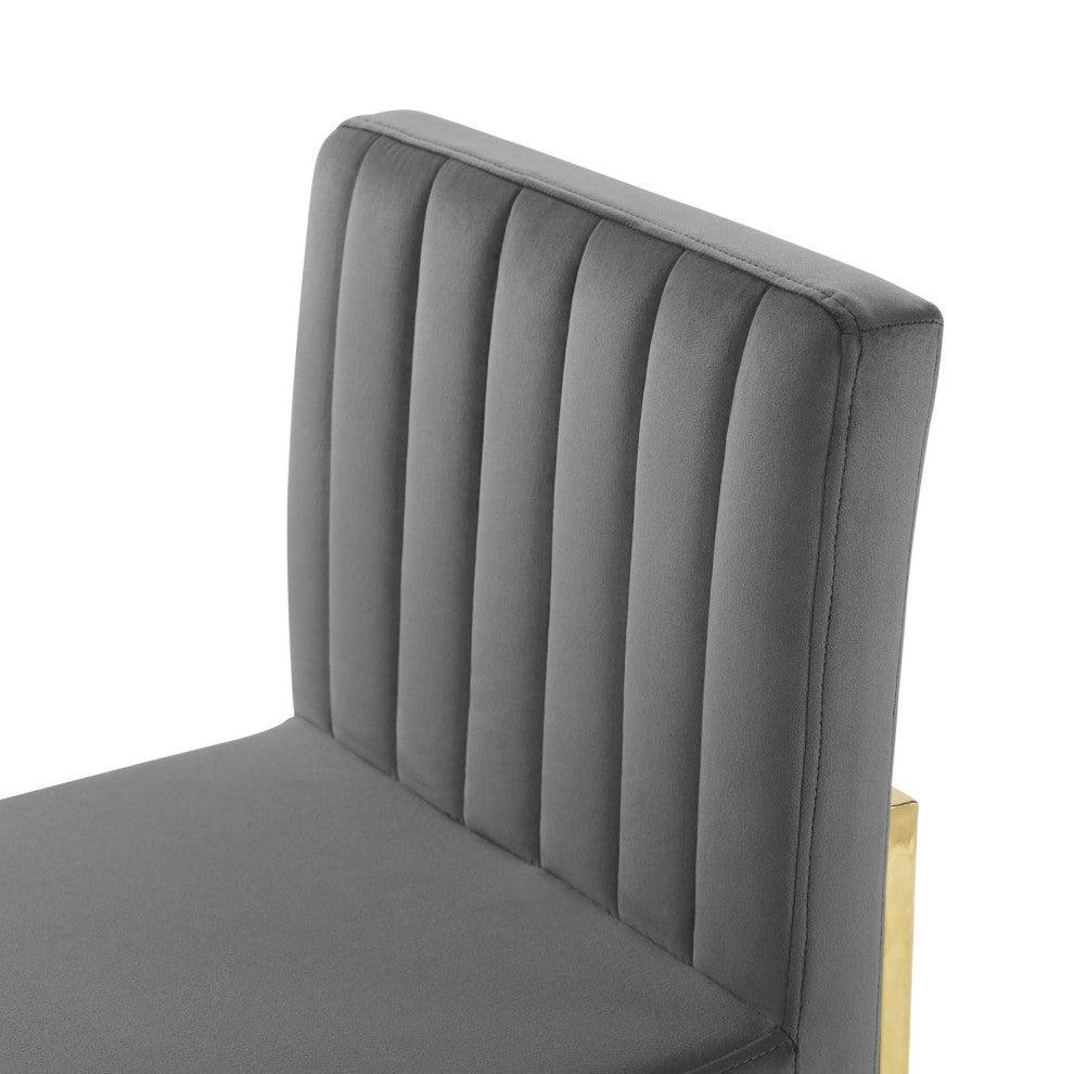 Carriage Dining Chair Performance Velvet Set of 2 - Gold Charcoal