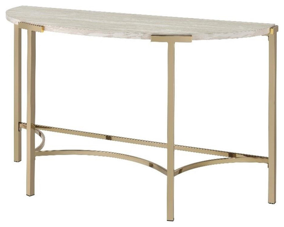 Furniture of America Vasket Contemporary Metal Sofa Table in Gold Champagne