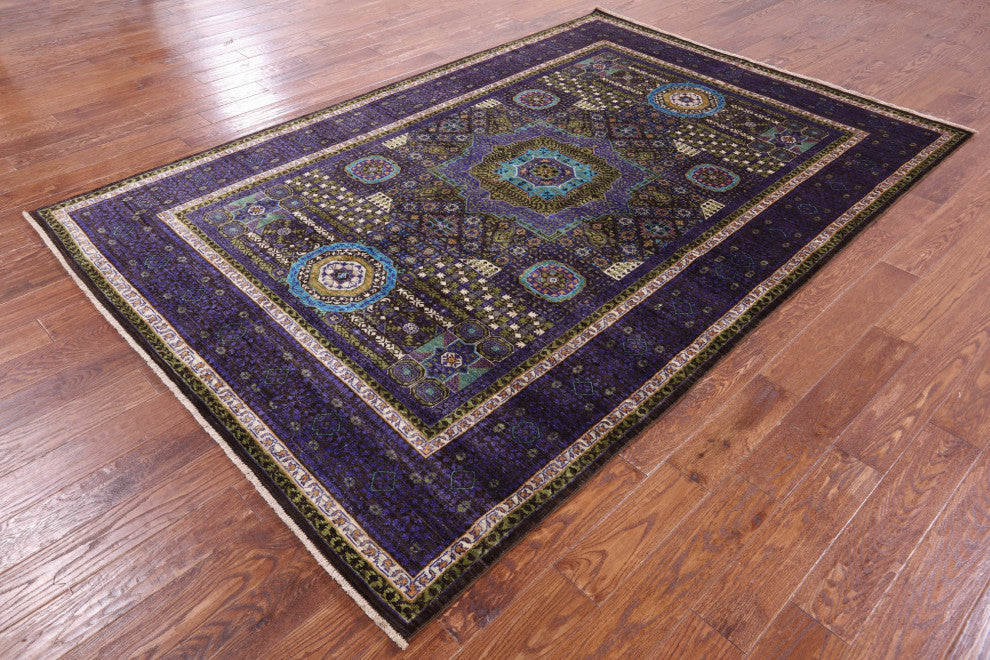 6' 7" X 9' 10" Mamluk Geometric Handmade Wool Rug - Q12240