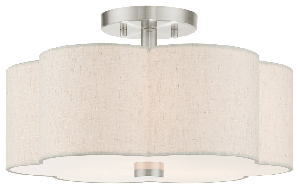 Brushed Nickel French Country, Floral, Transitional, Semi Flush