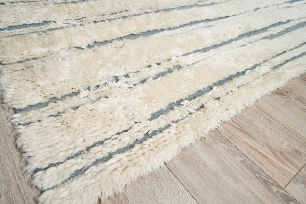 Moroccan Shag Wool Dark Gray/Ivory Area Rug, 9'x12'