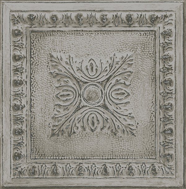 Tin Tile Pattern Wallpaper, Gray, Bolt