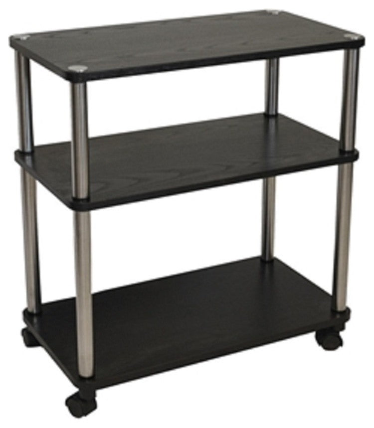 3-Shelf Mobile Home Office Caddy Printer Stand Cart, Black