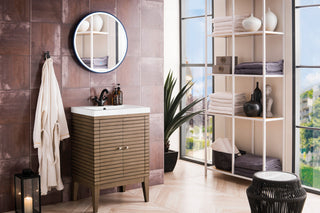 Linden 24" Vanity, Whitewashed Walnut, White Glossy Resin Countertop