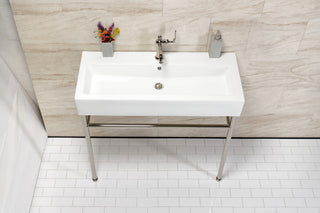 Fauceture VPB39176ST 39" Porcelain Console Sink, Legs, Single-Hole