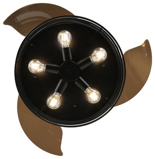 42" Black Industrial Retractable Ceiling Fan with Remote and Light Kit, Black
