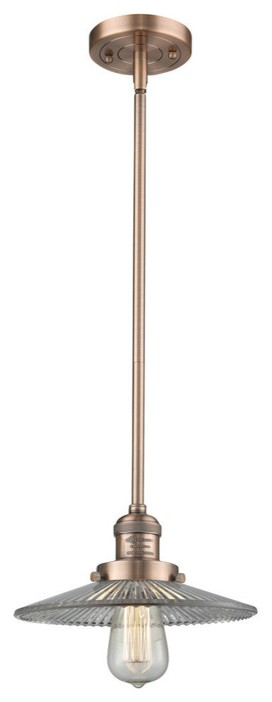 1-Light LED Halophane Mini Pendant, Antique Copper