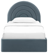 Solana Arched Performance Velvet Twin Platform Bed, Cadet Blue