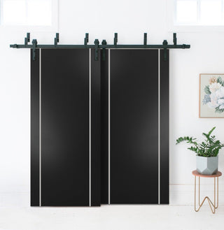 Slab Barn Door Panel 36 x 84 | Planum 0410 Matte Black with  | Sturdy Finished