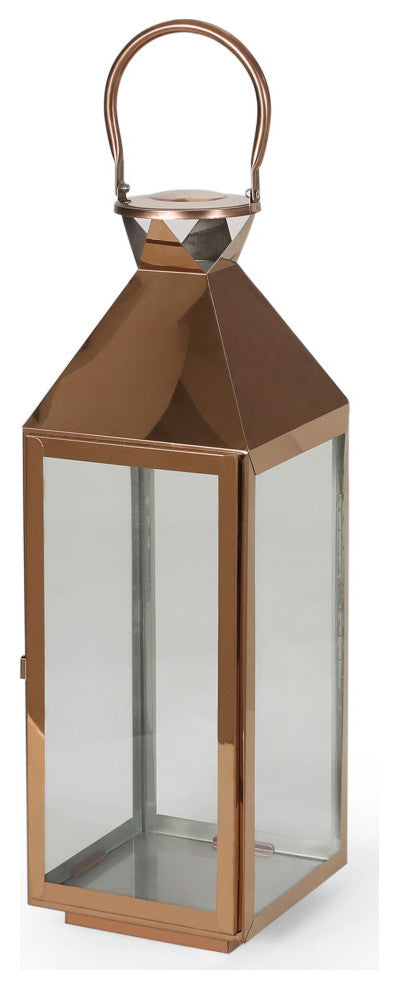 Roxanne Stainless Steel Lantern Set, Rose Gold