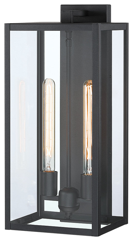 2-Light 20.5"H Modern Black Outdoor Lantern Wall Sconce