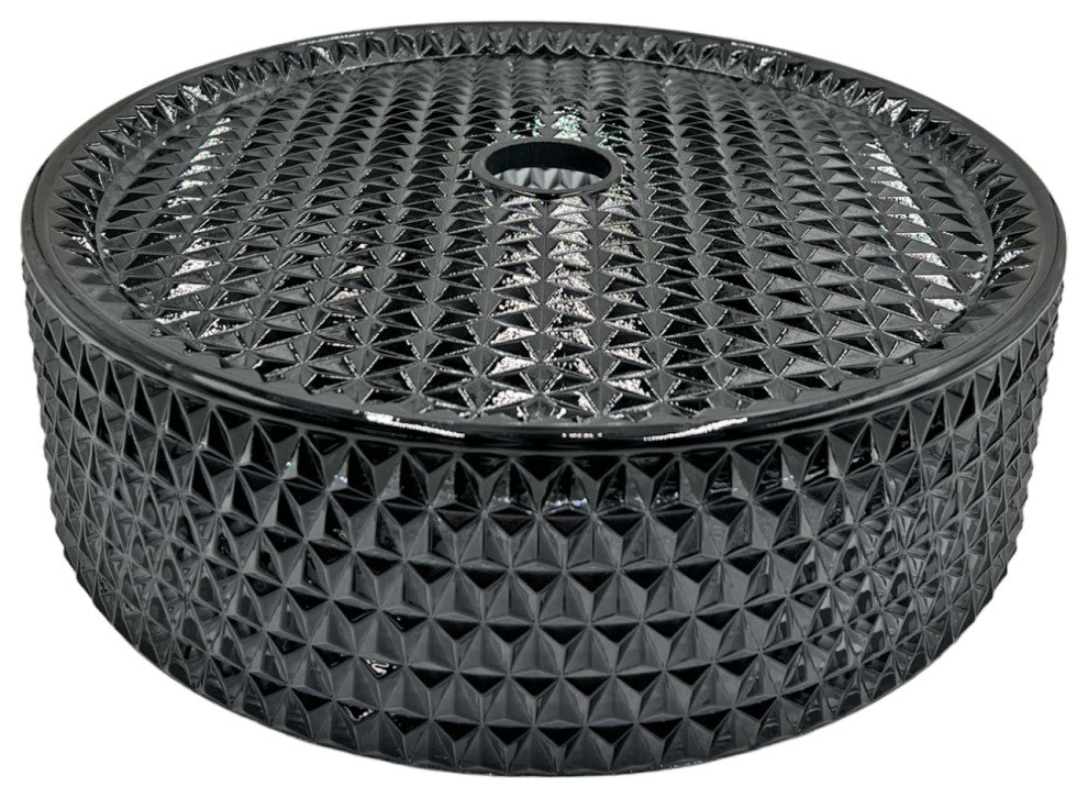 CastelloUSA Scotch Round Glass Crystal Bathroom Vessel Sink Basin, Black, 16"