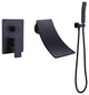 Wall Mounted Pressure Balance Dual Handle Roman Tub Faucet with Hand shower, Mat