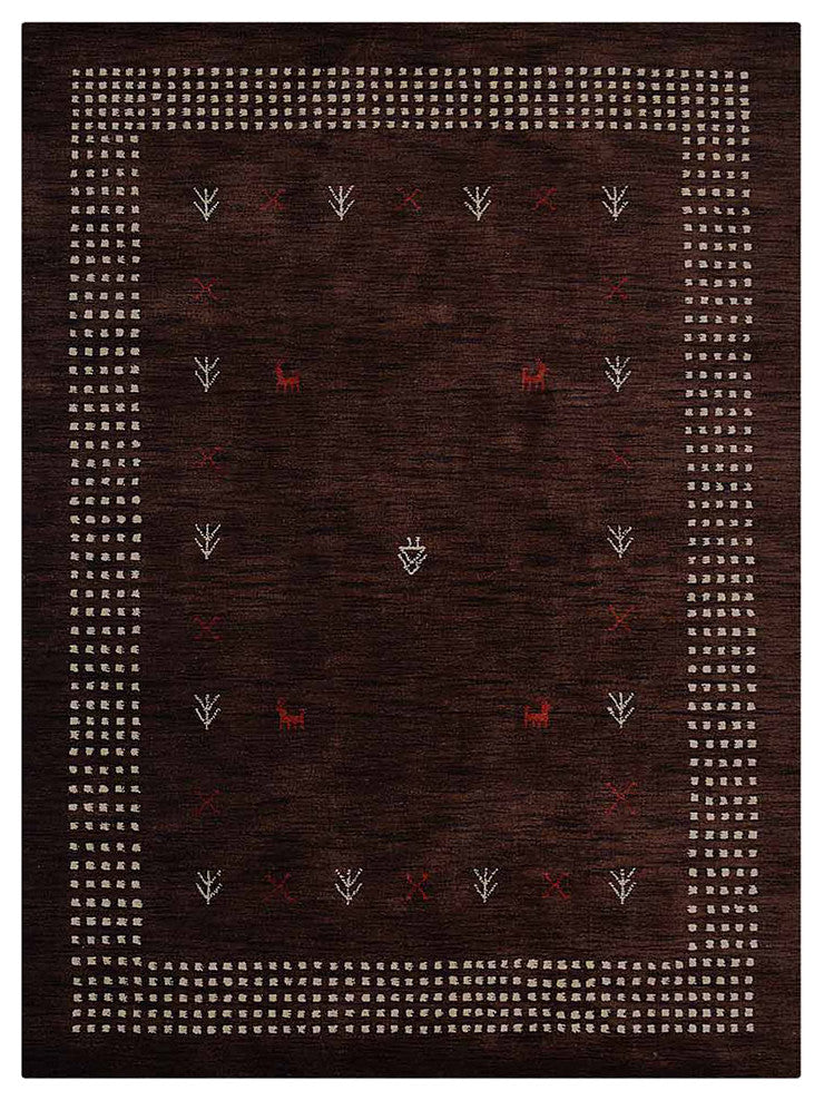 HAND KNOTTED LOOM WOOL ECO-FRIENDLY AREA RUGS - Rectangle, Brown, Contemporary