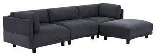 L Shaped Couch Upholstered Convertible Sectional Sofa with Ottoman, Gray