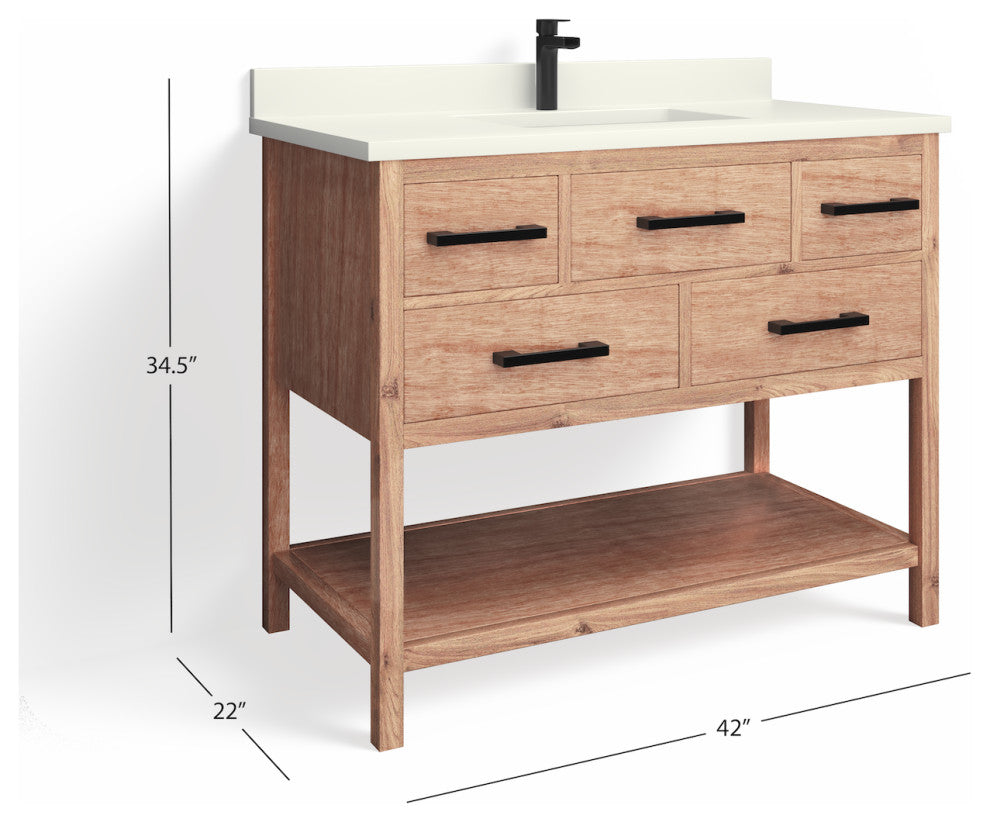 Adal Bath Vanity, Weathered Brown, 42", Single Sink, Freestanding