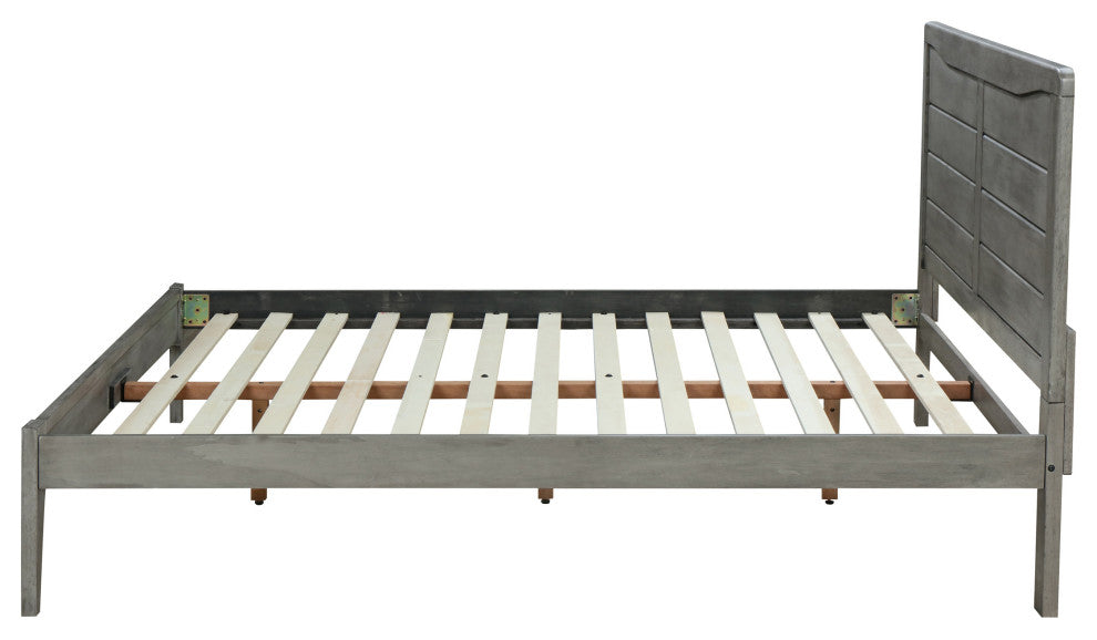 Stacey Rustic Wooden Queen Platform Bed, Rustic Gray