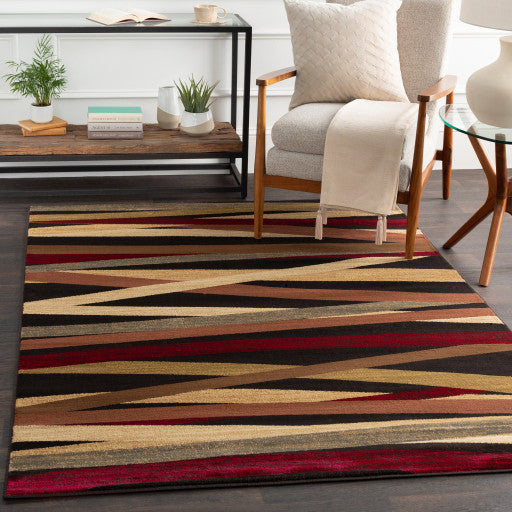 Surya Riley RLY-5057 9'10"x12'10" Rug, Burgundy/Brown/Wheat/Olive/Camel/Gray