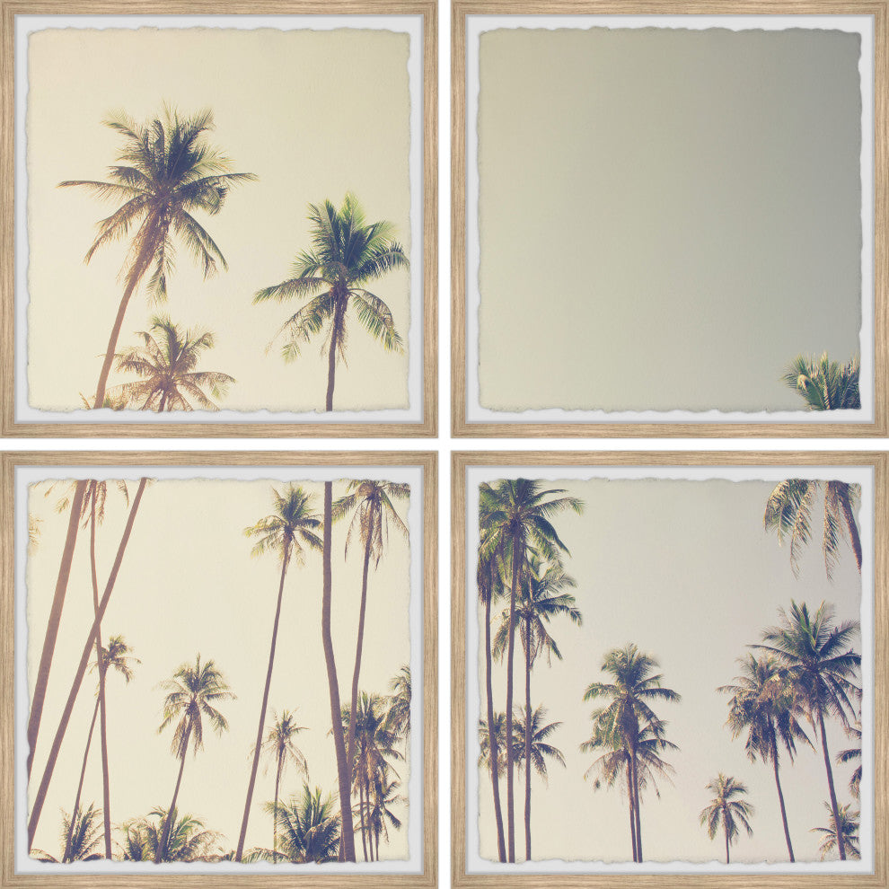 Palm Cool Breeze Quadriptych, 4-Piece Set, 18x18 Panels