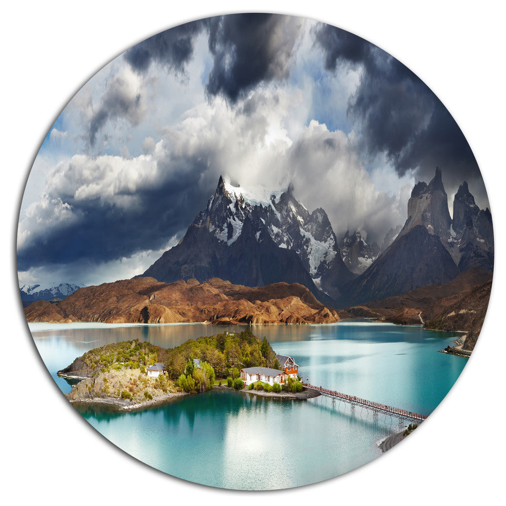 Torres Del Paine Lake Pehoe, Seashore Large Disc Metal Wall Art, 38"