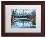 'Frozen Central Park Lake I' Matted Framed Canvas Art by David Ayash
