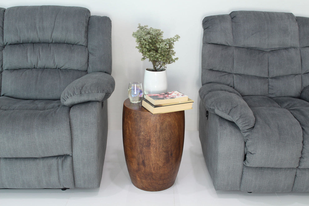 Haussmann Mango Wood Merlot End table 15 in D x 20 in High Mocha Oil