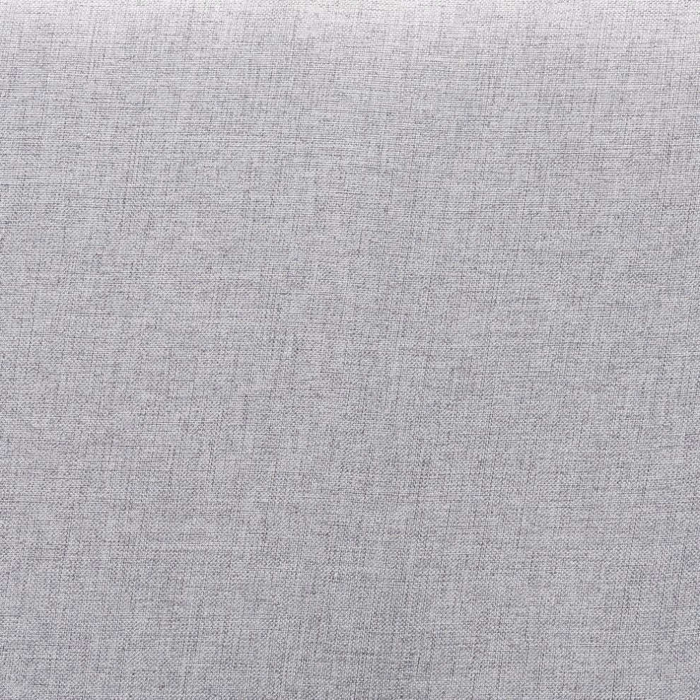 Light Grey Fabric Upholstered and Walnut Brown Finished Wood King Size Headboard
