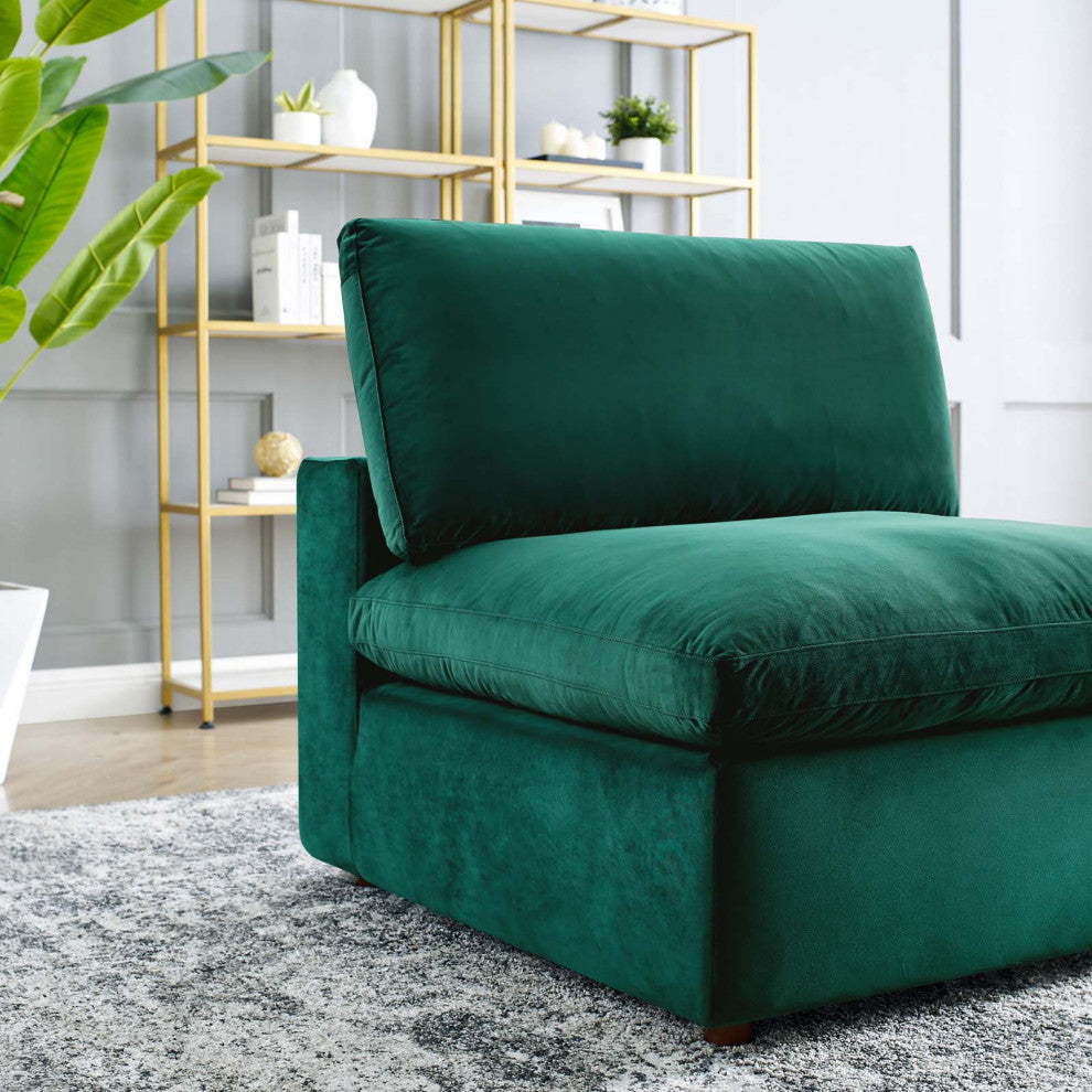 Sofa Middle Chair, Velvet, Green, Modern, Living Lounge Hotel Lobby Hospitality