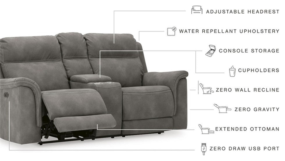 Bowery Hill Contemporary Faux Leather Reclining Loveseat in Gray