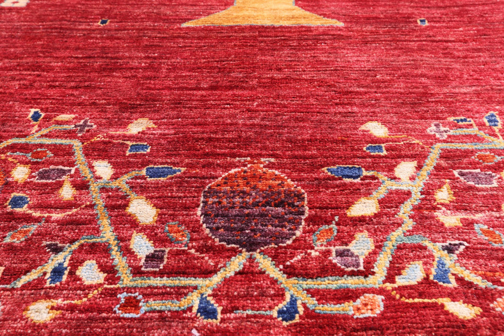 Pomegranate Tree Persian Gabbeh Hand-Knotted Rug 6' 6" X 9' 6" Q8019