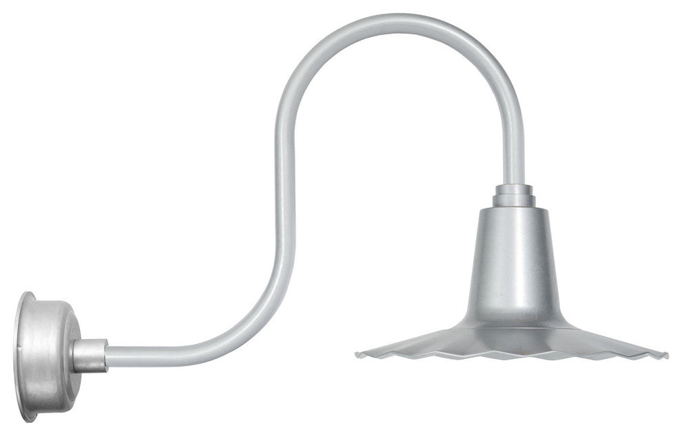 20" Iris LED Barn Light With Antique Arm, Galvanized Silver